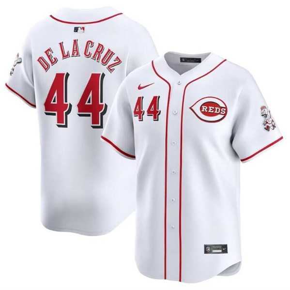 Mens Cincinnati Reds #44 Elly De La Cruz White Home Limited Baseball Stitched Jersey Dzhi